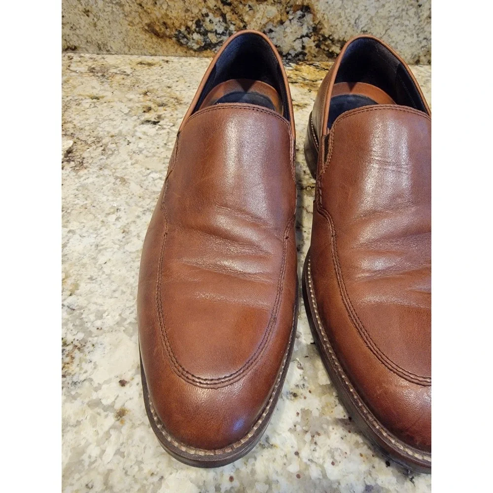 Cole Haan Grand.OS Shoes Mens US 9.5M Tan Leather Slip On Oxford Dress Casual